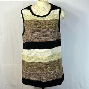 White Stag Sleeveless Sweater Size 18W/20W Gently Worn Browns,Black,Cream & Sage